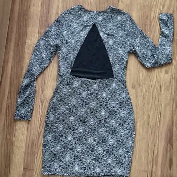 H&M DIVIDED Cutout Black Sparkle Dress - 12 NWOT - Picture 4 of 8